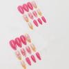 image:imageBABALAL Press on False Nails Medium Almond Fake Nails Pink Heart Cherry Full Cover Stick on Acrylic Glue on Nails for Women 24PcsBNM05