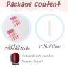 image:imageBABALAL Press on False Nails Medium Almond Fake Nails Pink Heart Cherry Full Cover Stick on Acrylic Glue on Nails for Women 24PcsBNM05