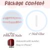 image:imageBABALAL Press on False Nails Medium Almond Fake Nails Pink Heart Cherry Full Cover Stick on Acrylic Glue on Nails for Women 24PcsBNM08
