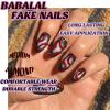image:imageBABALAL Press on False Nails Medium Almond Fake Nails Pink Heart Cherry Full Cover Stick on Acrylic Glue on Nails for Women 24PcsBNM11