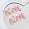 image:imageBABALAL Press on False Nails Medium Almond Fake Nails Pink Heart Cherry Full Cover Stick on Acrylic Glue on Nails for Women 24PcsBNM12