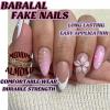 image:imageBABALAL Press on False Nails Medium Almond Fake Nails Pink Heart Cherry Full Cover Stick on Acrylic Glue on Nails for Women 24PcsBNM12