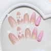 image:imageBABALAL Press on False Nails Medium Almond Fake Nails Pink Heart Cherry Full Cover Stick on Acrylic Glue on Nails for Women 24PcsBNM12