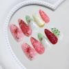 image:imageBABALAL Press on False Nails Medium Almond Fake Nails Pink Heart Cherry Full Cover Stick on Acrylic Glue on Nails for Women 24PcsBNM19