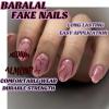 image:imageBABALAL Press on False Nails Medium Almond Fake Nails Pink Heart Cherry Full Cover Stick on Acrylic Glue on Nails for Women 24PcsBNM20
