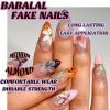 image:imageBABALAL Press on False Nails Medium Almond Fake Nails Pink Heart Cherry Full Cover Stick on Acrylic Glue on Nails for Women 24PcsBNQ05flower
