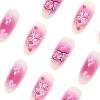 image:imageBABALAL Press on False Nails Medium Almond Fake Nails Pink Heart Cherry Full Cover Stick on Acrylic Glue on Nails for Women 24PcsBNm26