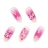 image:imageBABALAL Press on False Nails Medium Almond Fake Nails Pink Heart Cherry Full Cover Stick on Acrylic Glue on Nails for Women 24PcsBNm26