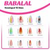 image:imageBABALAL Press on Nails Almond Medium Fake Nails Blue Orange Glue on 3D Texture Flower Design Handmade Acrylic False Nails Starfish 24Pcs Stiletto Stick on