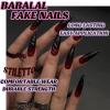 image:imageBABALAL Stiletto Press on Nails Long Fake Nails Black Red Glue on Nails Almond Acrylic Nails with Goth Design Stick on Nails for Women and Girls 24PcsNq203darkred