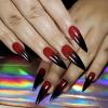 image:imageBABALAL Stiletto Press on Nails Long Fake Nails Black Red Glue on Nails Almond Acrylic Nails with Goth Design Stick on Nails for Women and Girls 24PcsNq205bb