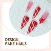 image:imageBABALAL Stiletto Press on Nails Long Fake Nails Black Red Glue on Nails Almond Acrylic Nails with Goth Design Stick on Nails for Women and Girls 24PcsNq205red