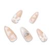 image:imageBABALAL Stiletto Press on Nails Long Fake Nails White French Glue on 3d Bow Heart Design Almond Stick on Acrylic Nails for Women and Girls 24Pcs