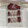 image:imageBABALAL Valentines Press on Nails Medium Almond  Red Glitter Fake Nails Sparkly Glossy Full Cover Acrylic Nails with Heart Branch Designs Reusable Glue on for Women 24PcsBNUA105
