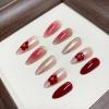 image:imageBABALAL Valentines Press on Nails Medium Almond  Red Glitter Fake Nails Sparkly Glossy Full Cover Acrylic Nails with Heart Branch Designs Reusable Glue on for Women 24PcsBNUA115