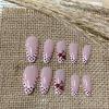 image:imageBABALAL Valentines Press on Nails Medium Almond  Red Glitter Fake Nails Sparkly Glossy Full Cover Acrylic Nails with Heart Branch Designs Reusable Glue on for Women 24PcsBNUA111