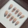 image:imageBABALAL Valentines Press on Nails Medium Almond  Red Glitter Fake Nails Sparkly Glossy Full Cover Acrylic Nails with Heart Branch Designs Reusable Glue on for Women 24PcsBNUA124