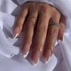 image:imageBABALAL Almond Press on Nails Medium Fake Nails White French Tip Glue on Acrylic Nails 24Pcs Stiletto Stick on False Nails