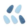 image:imageBABALAL Glitter Press On Nails Medium Almond Blue Glue on Stiletto 24pcs Manicure Shiny False Acrylic Nails for Women and Girls