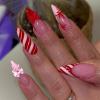 image:imageBABALAL Stiletto Press on Nails Long Fake Nails Black Red Glue on Nails Almond Acrylic Nails with Goth Design Stick on Nails for Women and Girls 24PcsNq205red
