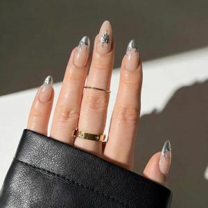 image:imageBABALAL Valentines Press on Nails Medium Almond  Red Glitter Fake Nails Sparkly Glossy Full Cover Acrylic Nails with Heart Branch Designs Reusable Glue on for Women 24PcsBNUA124