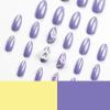image:imageBABALAL Almond Press on Nails Medium Fake Nails Purple Aurora Glue on Nails Glitter 3d Pearl Heart Flower Charm Design 24Pcs Stiletto Stick on False Nails for Women and Girls