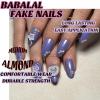 image:imageBABALAL Almond Press on Nails Medium Fake Nails Purple Aurora Glue on Nails Glitter 3d Pearl Heart Flower Charm Design 24Pcs Stiletto Stick on False Nails for Women and Girls