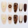 image:imageBABALAL Press on Nails Almond Medium Fake Nails Blue Glue on Ombre Flower Design Supplies Art 24Pcs Glossy Acrylic False Nails for Women GirlsBNYA102