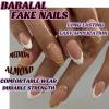 image:imageBABALAL Press on Nails Almond Medium Fake Nails Blue Glue on Ombre Flower Design Supplies Art 24Pcs Glossy Acrylic False Nails for Women GirlsBNYA103
