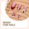 image:imageBABALAL Press on Nails Almond Medium Fake Nails Blue Glue on Ombre Flower Design Supplies Art 24Pcs Glossy Acrylic False Nails for Women GirlsBNYA106