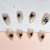 image:imageBABALAL Press on Nails Almond Medium Fake Nails Blue Glue on Ombre Flower Design Supplies Art 24Pcs Glossy Acrylic False Nails for Women GirlsBNYA109