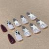 image:imageBABALAL Press on Nails Almond Medium Fake Nails Blue Glue on Ombre Flower Design Supplies Art 24Pcs Glossy Acrylic False Nails for Women GirlsBNYA111