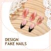 image:imageBABALAL Press on Nails Almond Medium Fake Nails Blue Glue on Ombre Flower Design Supplies Art 24Pcs Glossy Acrylic False Nails for Women GirlsBNYA114