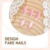 image:imageBABALAL Press on Nails Almond Medium Fake Nails Blue Glue on Ombre Flower Design Supplies Art 24Pcs Glossy Acrylic False Nails for Women GirlsBNYA115