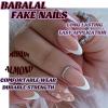 image:imageBABALAL Press on Nails Almond Medium Fake Nails Blue Glue on Ombre Flower Design Supplies Art 24Pcs Glossy Acrylic False Nails for Women GirlsBNYA116