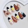 image:imageBABALAL Press on Nails Almond Medium Fake Nails Blue Glue on Ombre Flower Design Supplies Art 24Pcs Glossy Acrylic False Nails for Women GirlsBNYA117