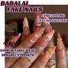 image:imageBABALAL Press on Nails Almond Medium Fake Nails Blue Glue on Ombre Flower Design Supplies Art 24Pcs Glossy Acrylic False Nails for Women GirlsBNYA123