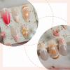 image:imageBABALAL Press on Nails Almond Medium Fake Nails Blue Glue on Ombre Flower Design Supplies Art 24Pcs Glossy Acrylic False Nails for Women GirlsBNYA123