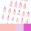image:imageBABALAL Press on Nails Almond Medium Fake Nails Blue Glue on Ombre Flower Design Supplies Art 24Pcs Glossy Acrylic False Nails for Women GirlsBNYA124