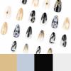 image:imageBABALAL Press on Nails Almond Medium Fake Nails Blue Glue on Ombre Flower Design Supplies Art 24Pcs Glossy Acrylic False Nails for Women GirlsBNYA125