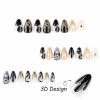 image:imageBABALAL Press on Nails Almond Medium Fake Nails Blue Glue on Ombre Flower Design Supplies Art 24Pcs Glossy Acrylic False Nails for Women GirlsBNYA125