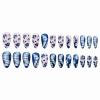 image:imageBABALAL Press on Nails Almond Medium Fake Nails Blue Glue on Ombre Flower Design Supplies Art 24Pcs Glossy Acrylic False Nails for Women GirlsBNYA126