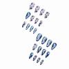 image:imageBABALAL Press on Nails Almond Medium Fake Nails Blue Glue on Ombre Flower Design Supplies Art 24Pcs Glossy Acrylic False Nails for Women GirlsBNYA126
