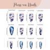 image:imageBABALAL Press on Nails Almond Medium Fake Nails Blue Glue on Ombre Flower Design Supplies Art 24Pcs Glossy Acrylic False Nails for Women GirlsBNYA126
