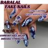 image:imageBABALAL Press on Nails Almond Medium Fake Nails Blue Glue on Ombre Flower Design Supplies Art 24Pcs Glossy Acrylic False Nails for Women GirlsBNYA126