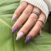image:imageBABALAL Press on Nails Medium Fake Nails Almond Purple Glue on Stiletto Acrylic with Design 24Pcs Shiny Stick on Acrylic Nails for Women and Girls