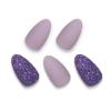 image:imageBABALAL Press on Nails Medium Fake Nails Almond Purple Glue on Stiletto Acrylic with Design 24Pcs Shiny Stick on Acrylic Nails for Women and Girls