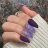 image:imageBABALAL Presson Nails Almond  Medium Glitter Purple Shiny Acrylic Stiletto Glitter 24Pcs Bling False Full Cover Nails for Women amp Girls  Stickon with Glue