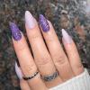 image:imageBABALAL Press on Nails Medium Fake Nails Almond Purple Glue on Stiletto Acrylic with Design 24Pcs Shiny Stick on Acrylic Nails for Women and Girls