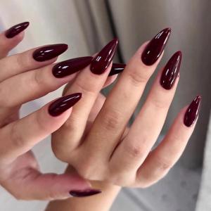 image:imageBABALAL Press on Nails Almond Medium Fake Nails Blue Glue on Ombre Flower Design Supplies Art 24Pcs Glossy Acrylic False Nails for Women GirlsBNYA104
